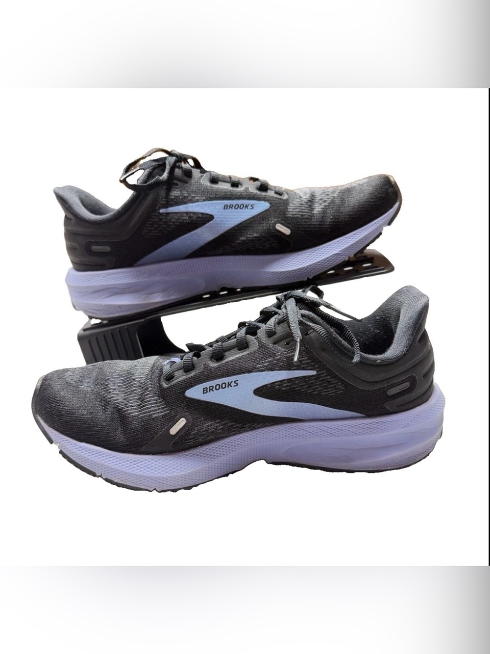 Brooks Launch 9 Women Running Shoes Size 8.5 Medium B Black Ebony Purple